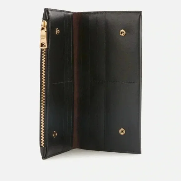 COACH NWT Women's Smooth Leather Double Snap Wallet Black